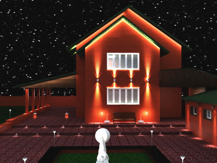 Освещение фасада дома