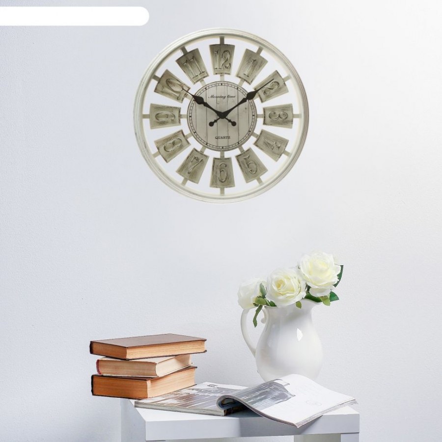 Часы настенные интерьер карат белые d51см