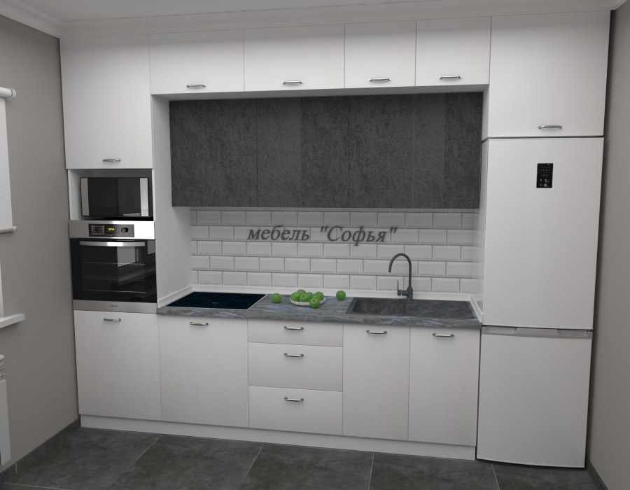 Кухня с фасадами под бетон