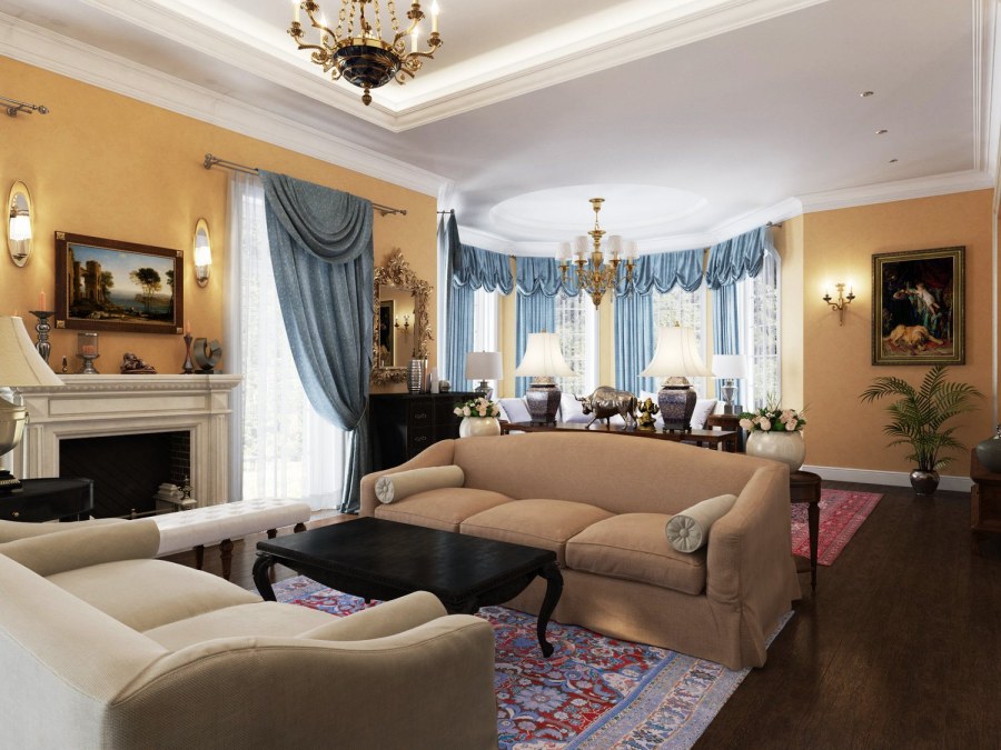 Классицизм в интерьере гостиной 2021