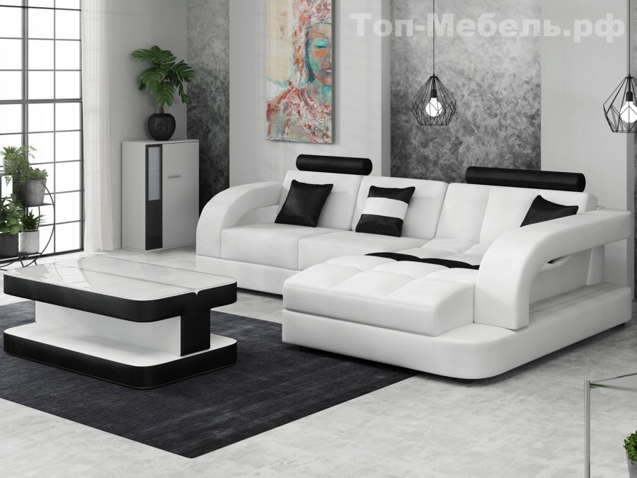Угловой диван черно белый