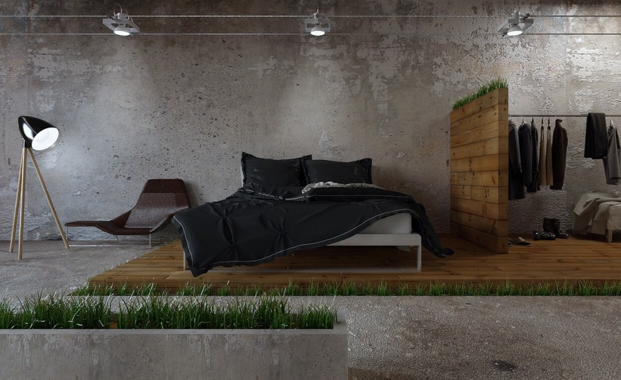 Бетонная стена в стиле лофт