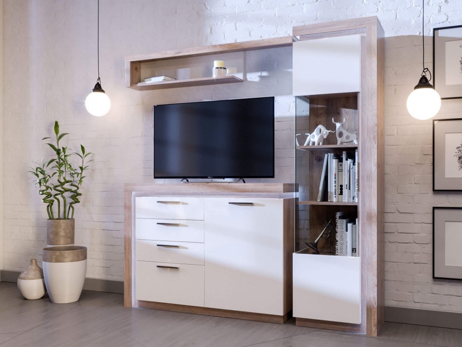 Гостиная неон - акционный набор (Нельсон/белый)