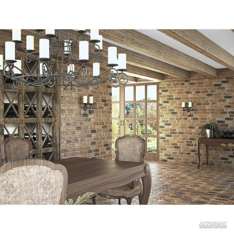 Декоративный камень в интерьере веранды