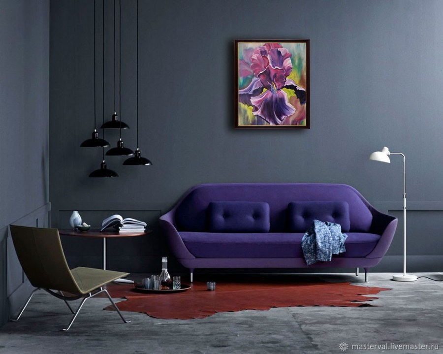 Серый и фиолетовый в интерьере