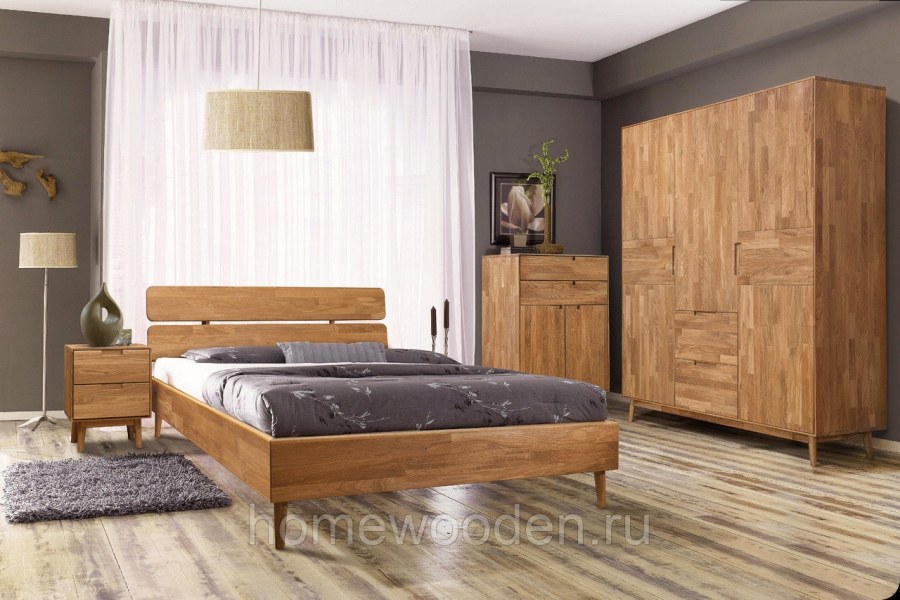 Кровать Сканди из массива дуба