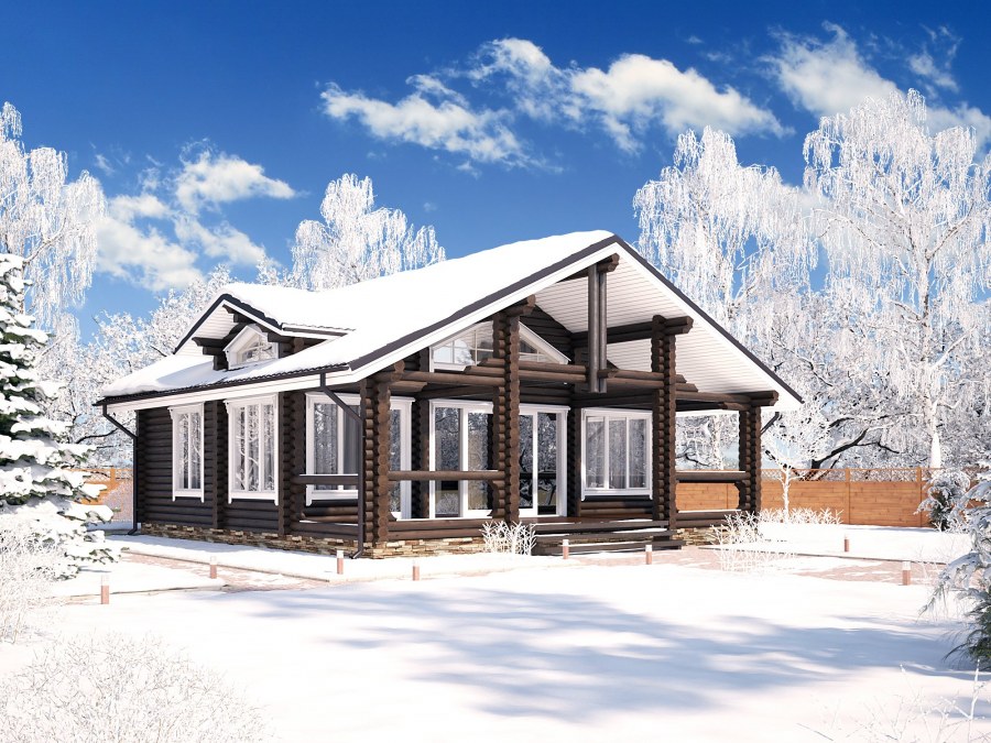 Лестница на второй этаж в стиле Шале