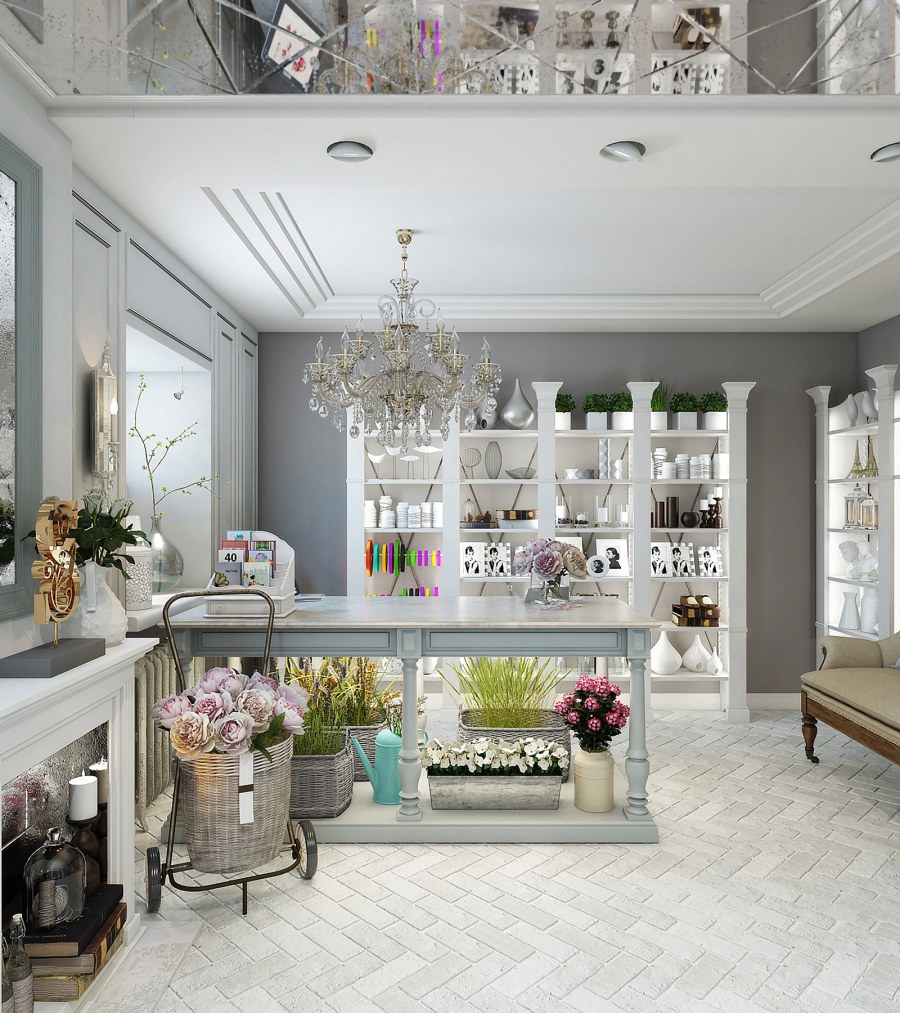 Освещение в магазине цветов