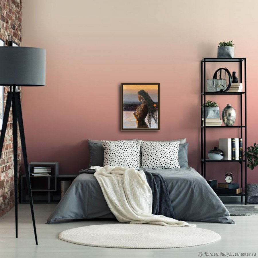 Градиентная стена в интерьере