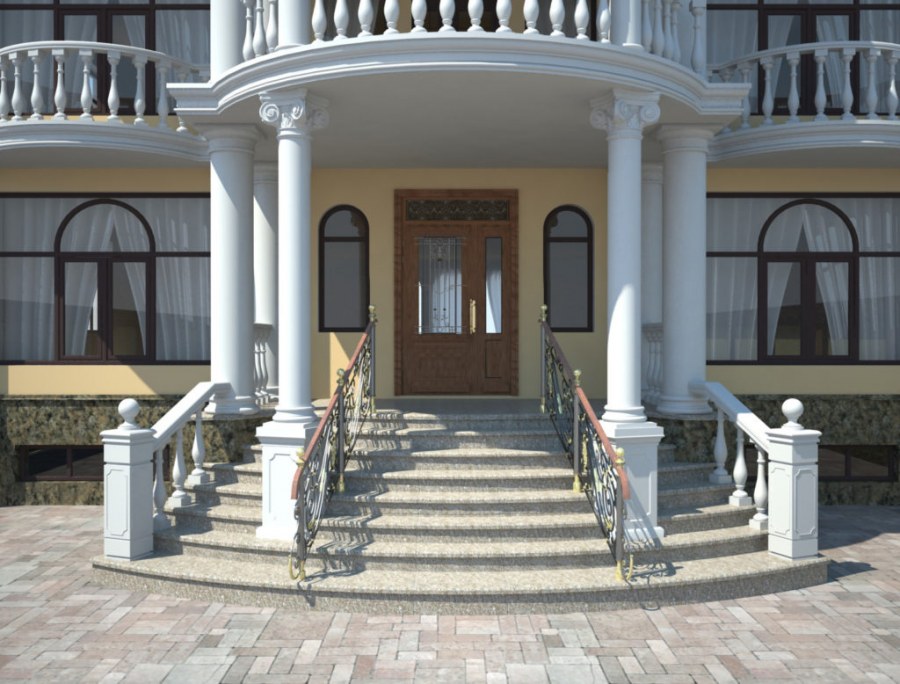 Входная группа в частный дом с колоннами