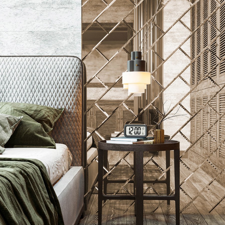 Зеркальное панно в спальне