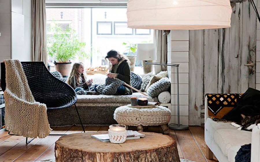 Вязаные вещи в интерьере квартиры