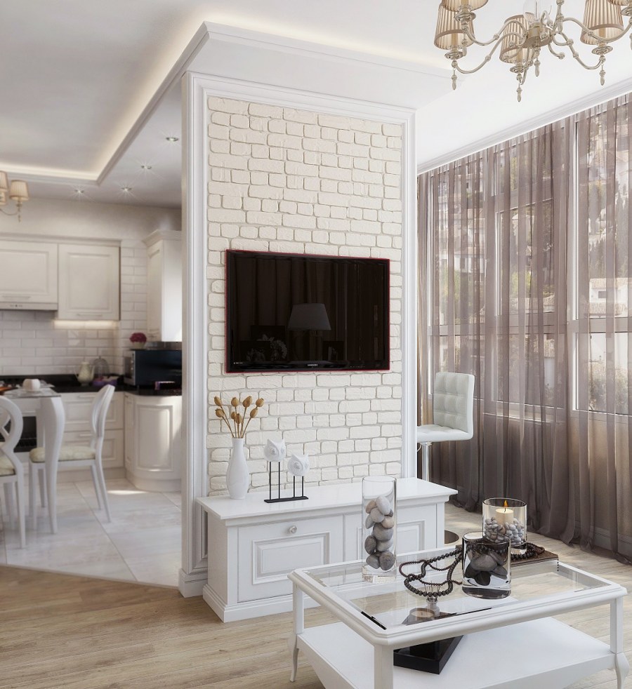 Кухня гостиная Неоклассика Скандинавия