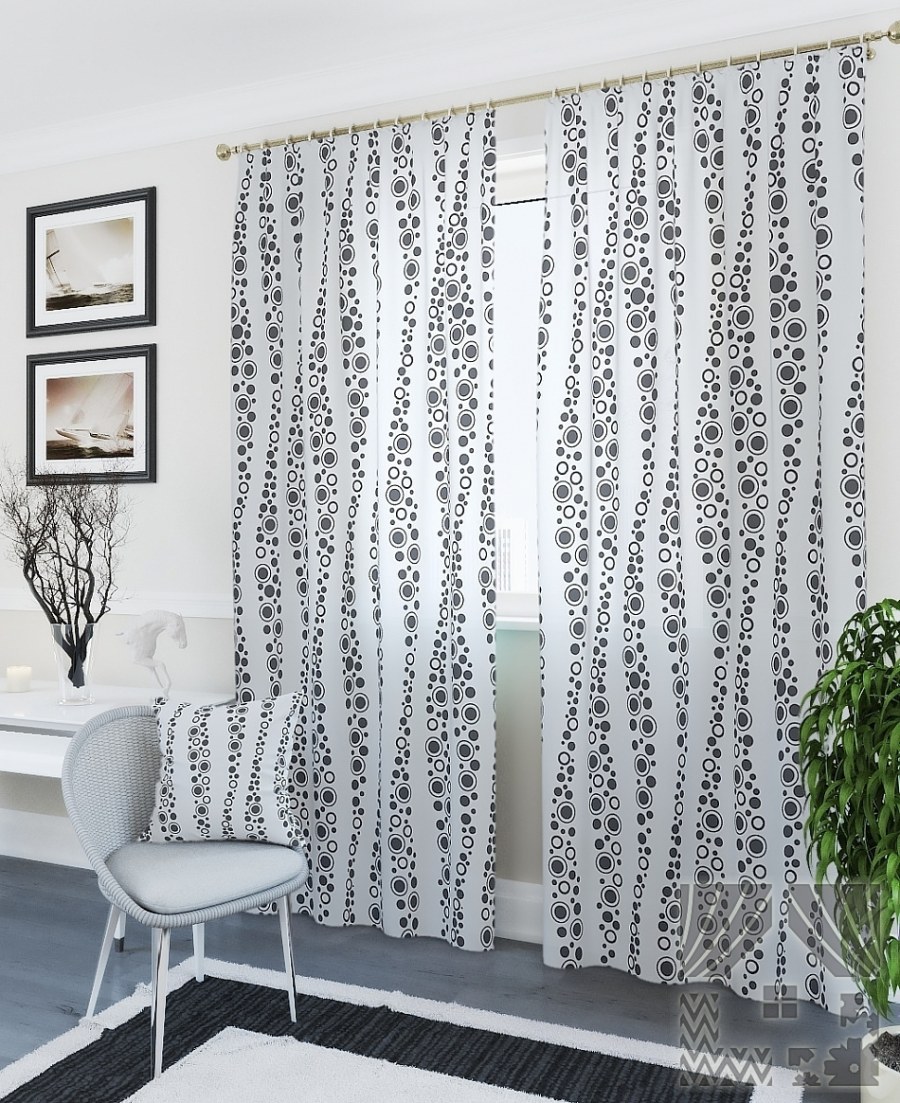 Тюль белая с черным