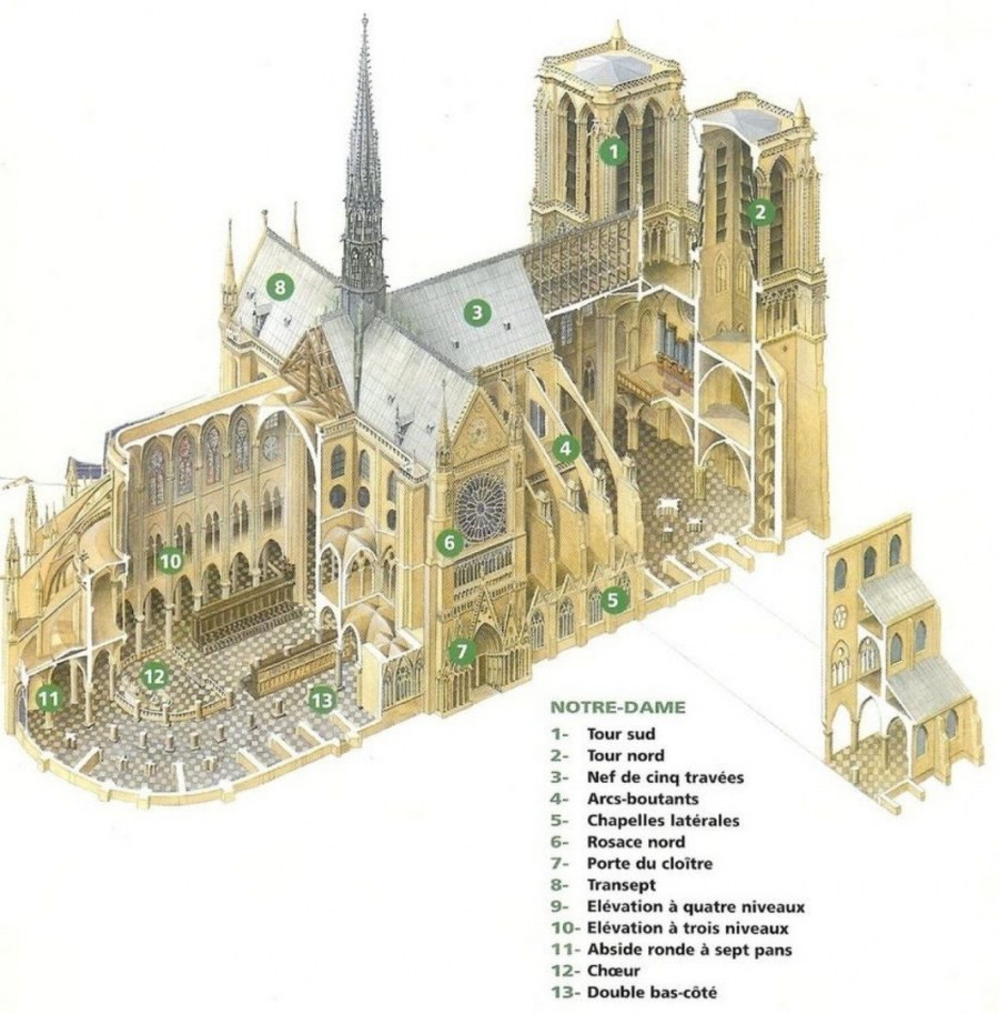 Собор Парижской Богоматери разрез