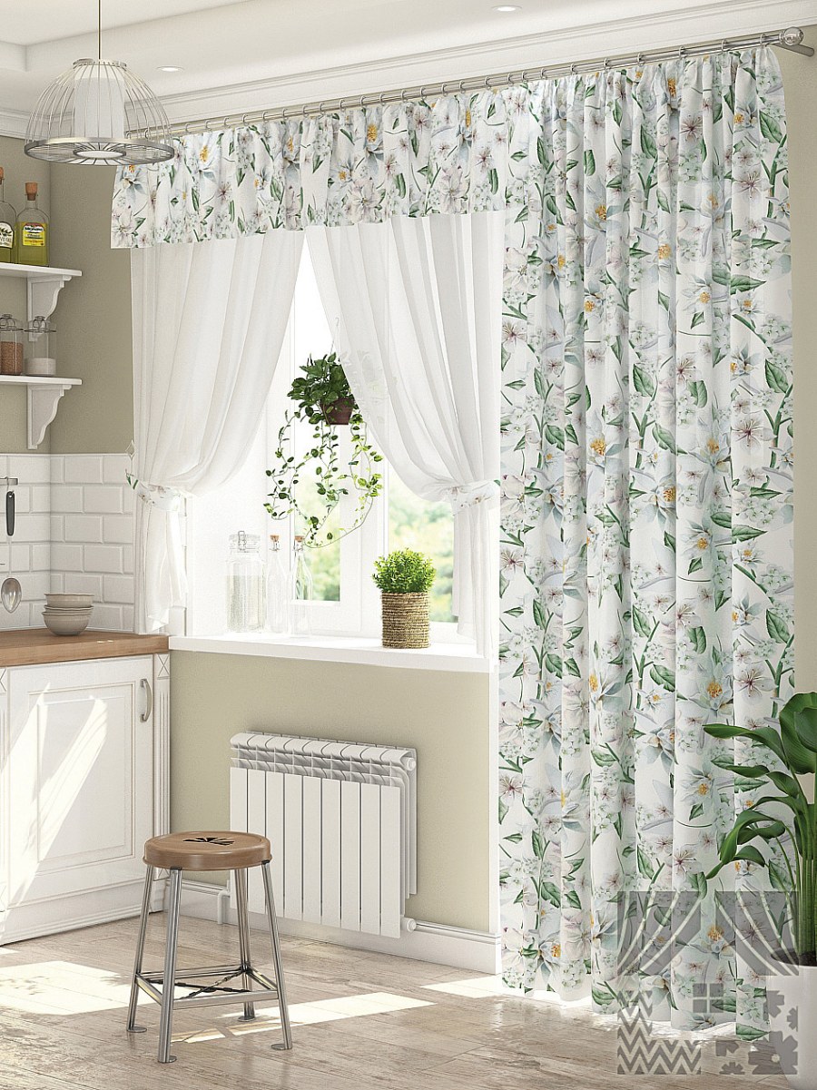 Штора для кухни текстиль.ру тек-КК-Элла-06-16-0 180х280см,салатовый