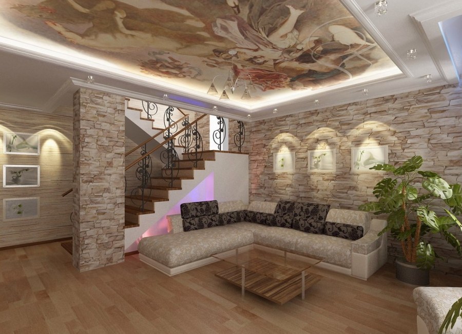 Отделочный камень в гостиной