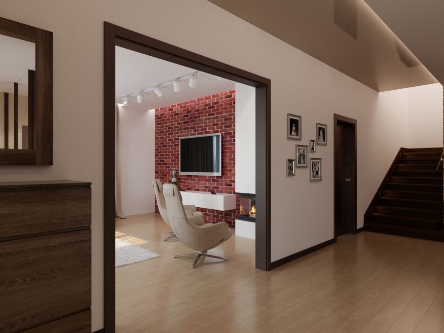 Интерьер длинной прихожей