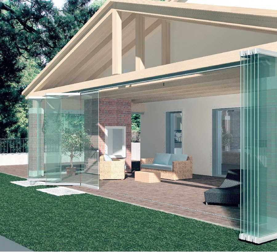 Раздвижные стеклянные стены для веранды