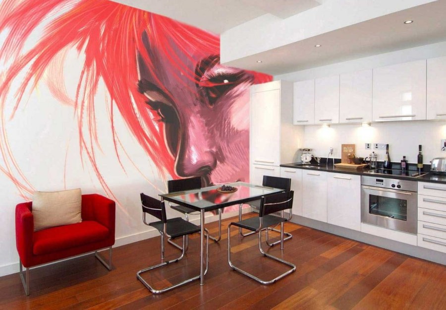 Аэрография на кухне на стене