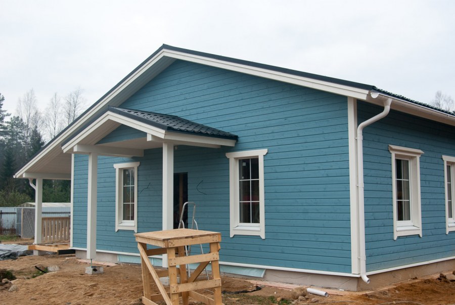 Фасад имитация бруса серо-голубой