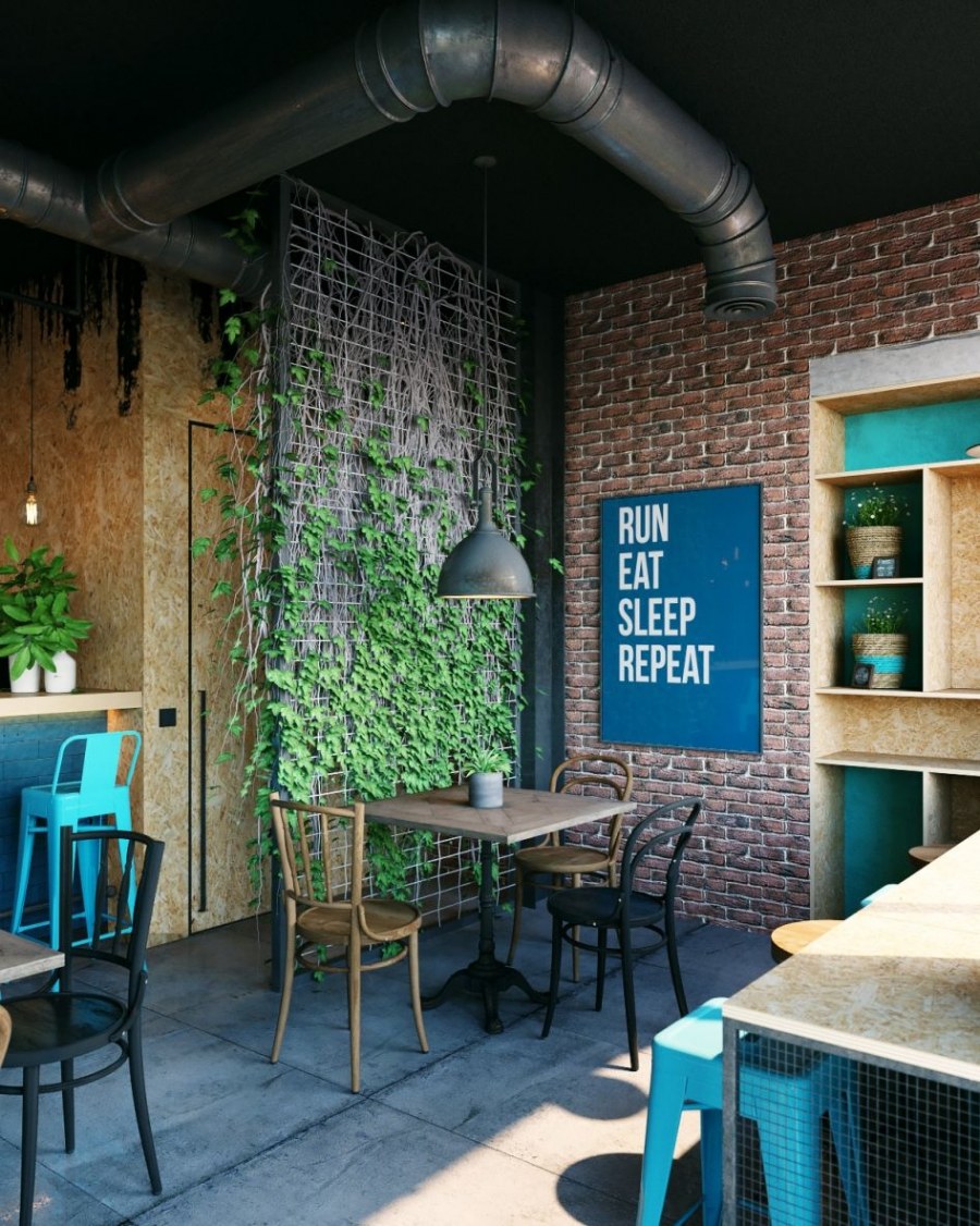 Кафе в стиле Индастриал