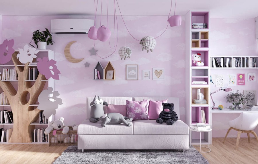 Розовый цвет в интерьере детской
