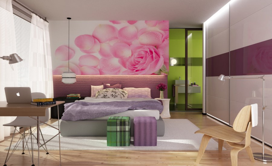 Интерьер квартиры для молодой девушки с цветами