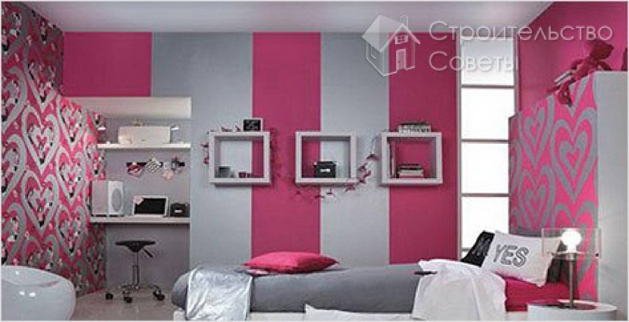 Комната в серо розовом цвете