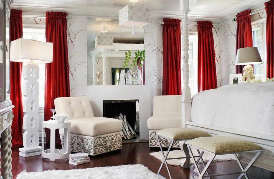 Интерьер в бело-красных тонах