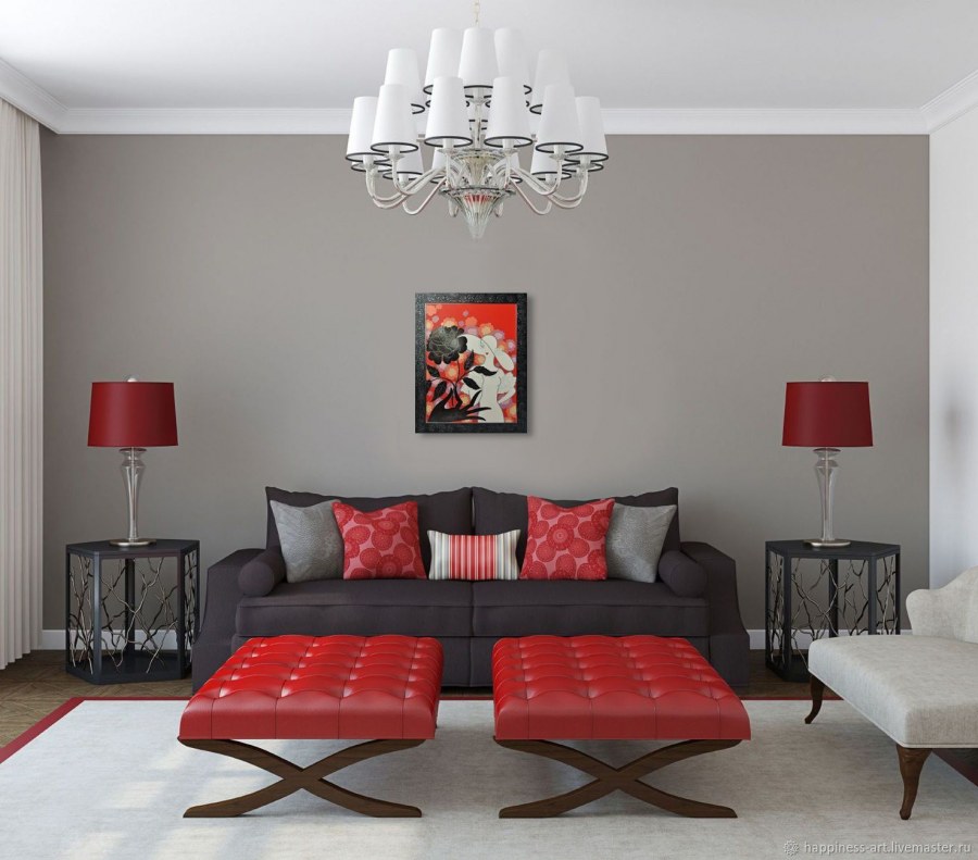 Гостиная в красных тонах