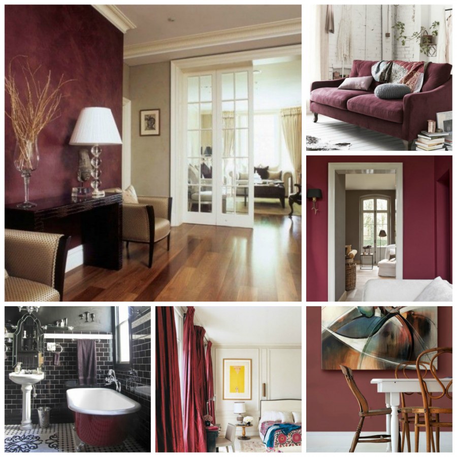 Сочетание винного цвета в интерьере