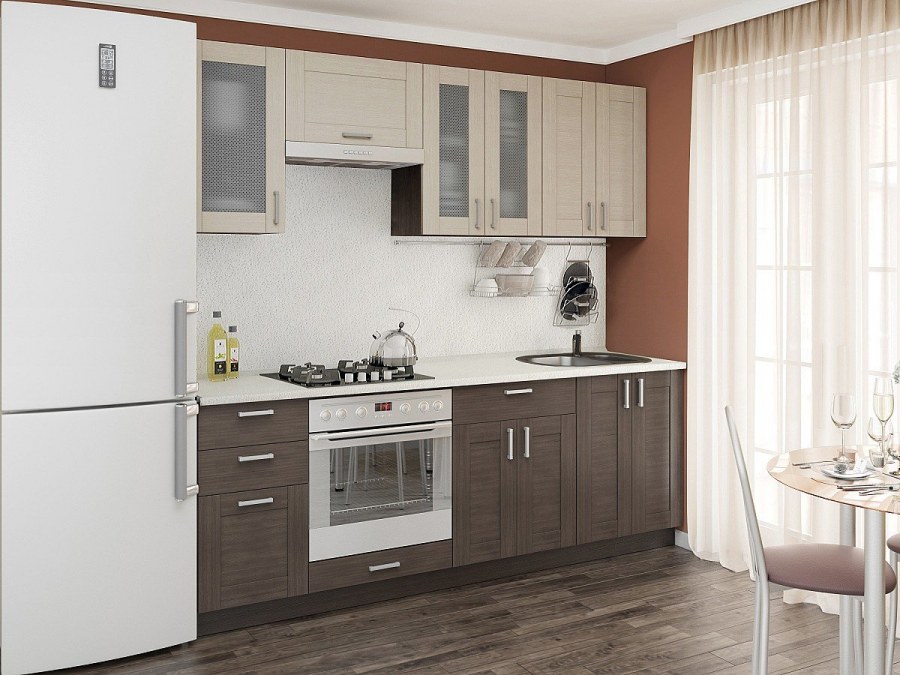 Прямая кухня лофт-01 Cappuccino Veralinga/Wenge Veralinga