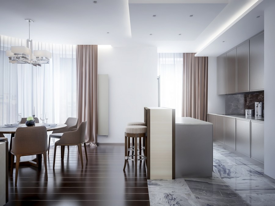 Шторы в кухню-гостиную Минимализм