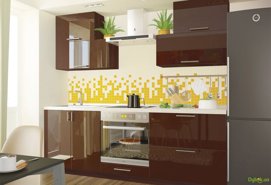 Кухня цвета шоколад глянец