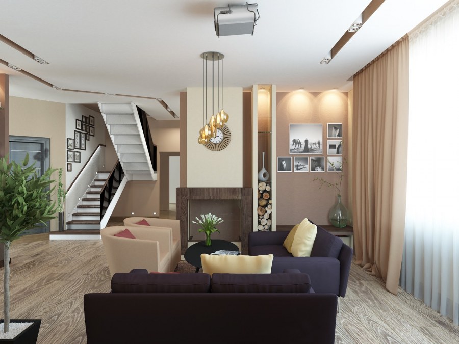 Визуализация гостиной в доме