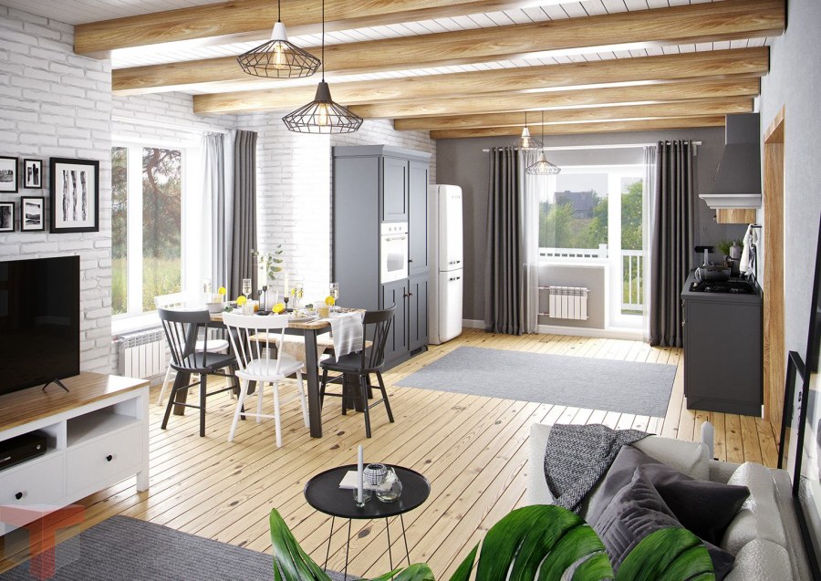 3d визуализация интерьера коттеджа