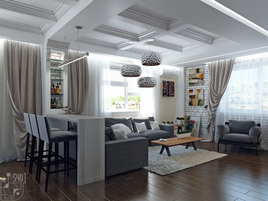 Кухня-гостиная 22м2 эколофт