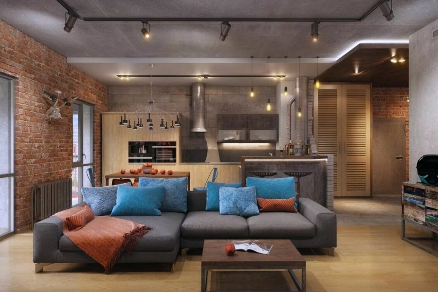 Кухня гостинная 20кв м лофт