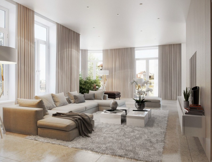 Большая гостиная в современном стиле