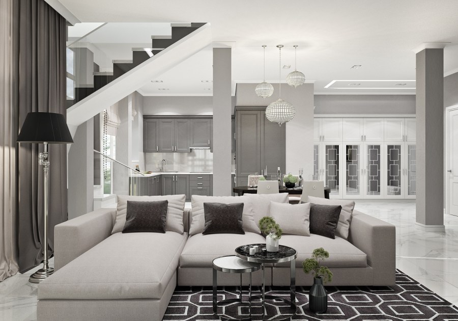 Двухуровневая гостиная