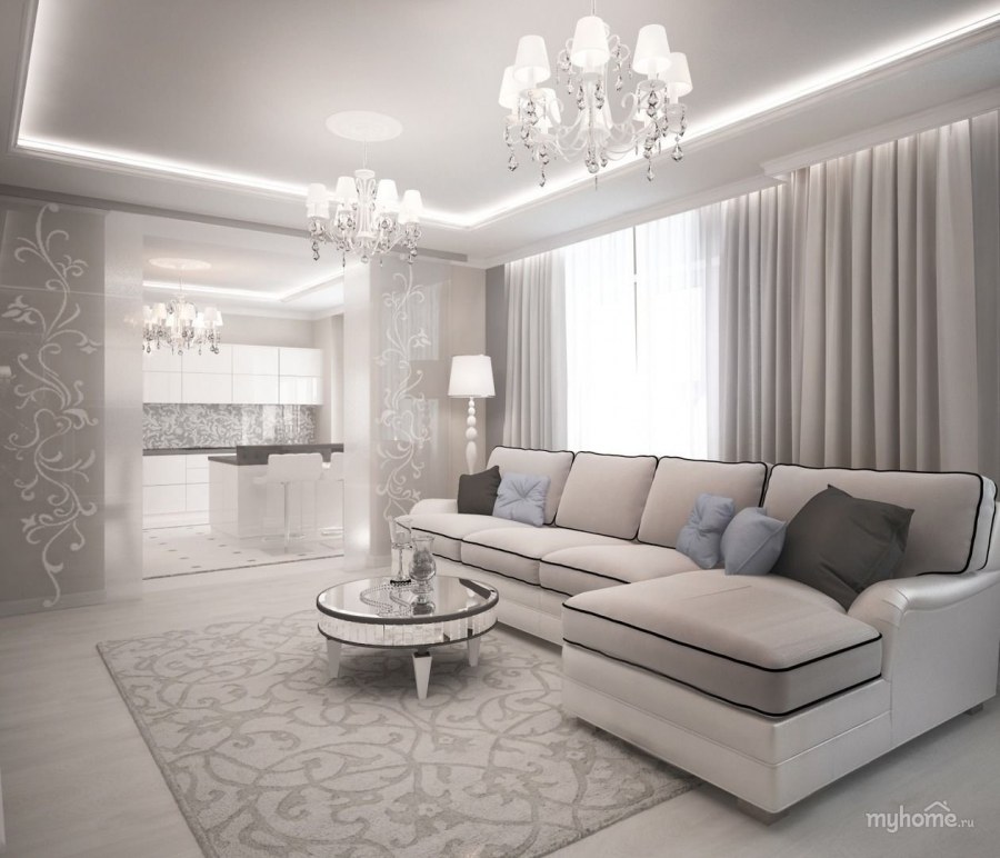 Светлый интерьер гостиной