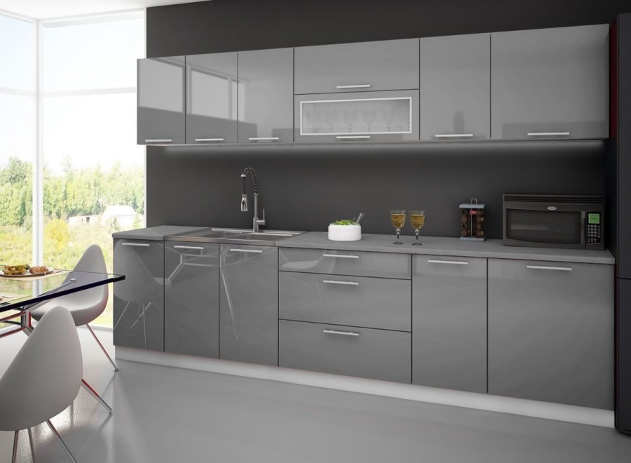 Кухня серый глянец