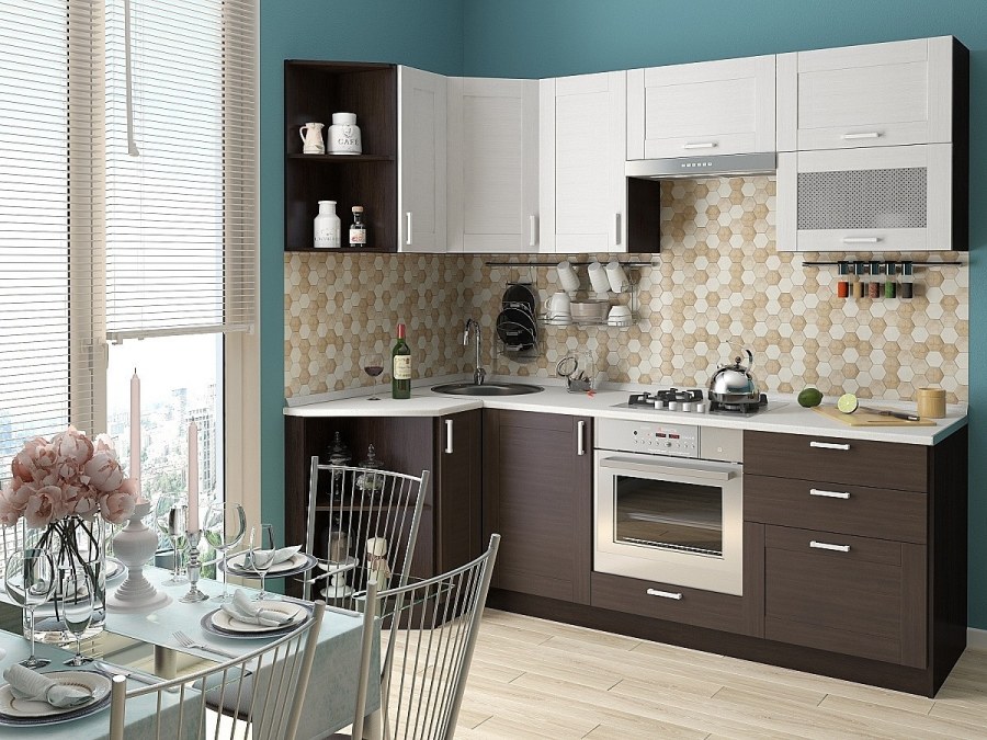 Угловая кухня лофт-03 Wenge Veralinga