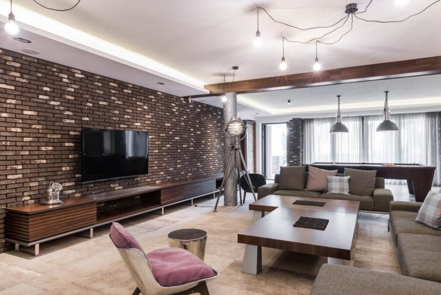Гостиные в стиле лофт