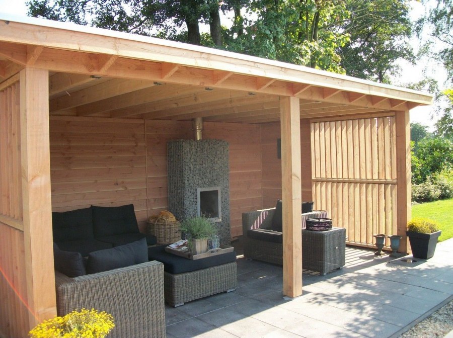 Летние беседки с односкатной крышей