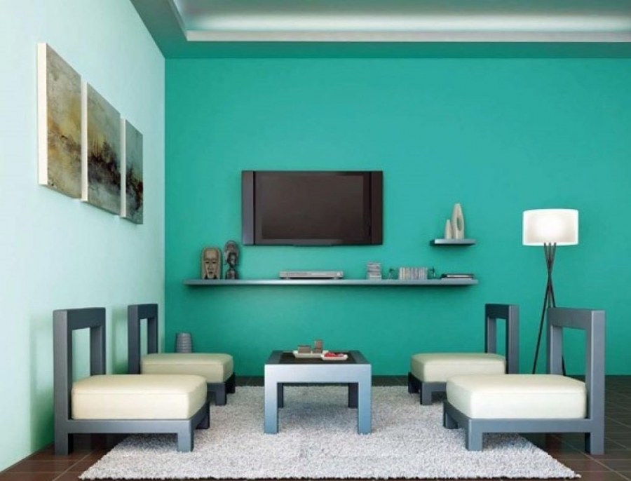 Стенка бирюзового цвета