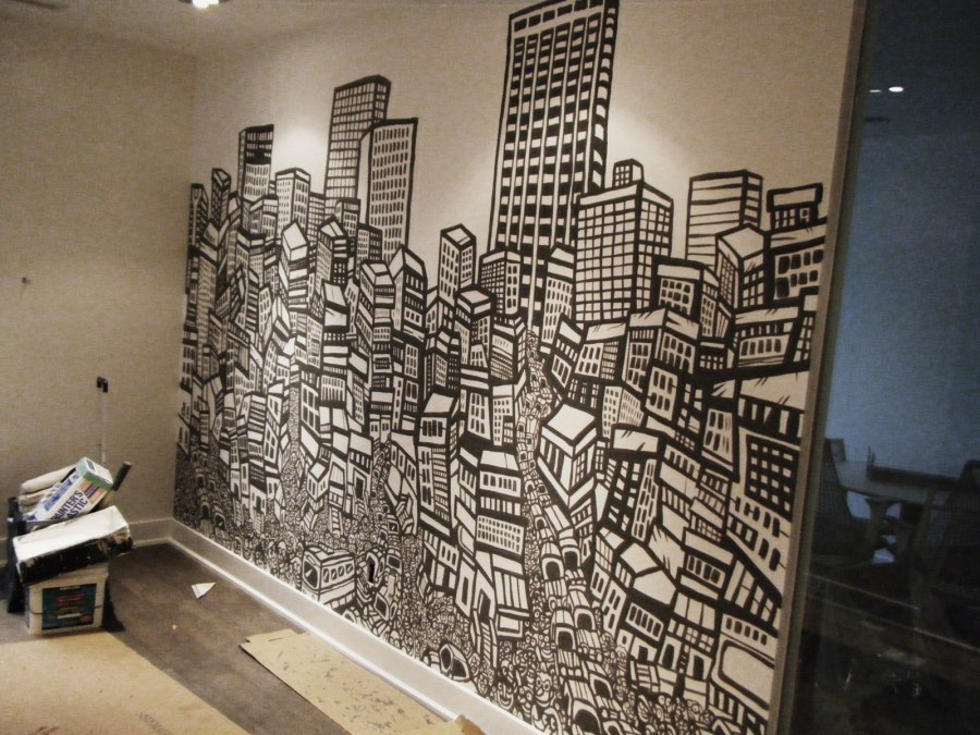 Панно граффити на стене