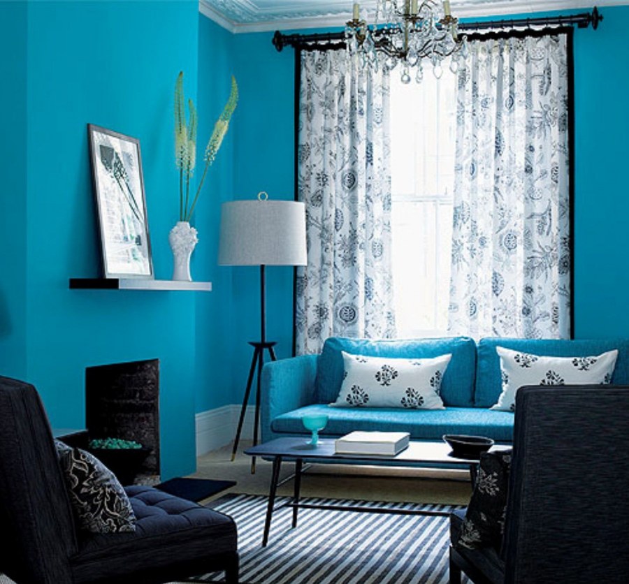 Гостиная в бирюзовом цвете