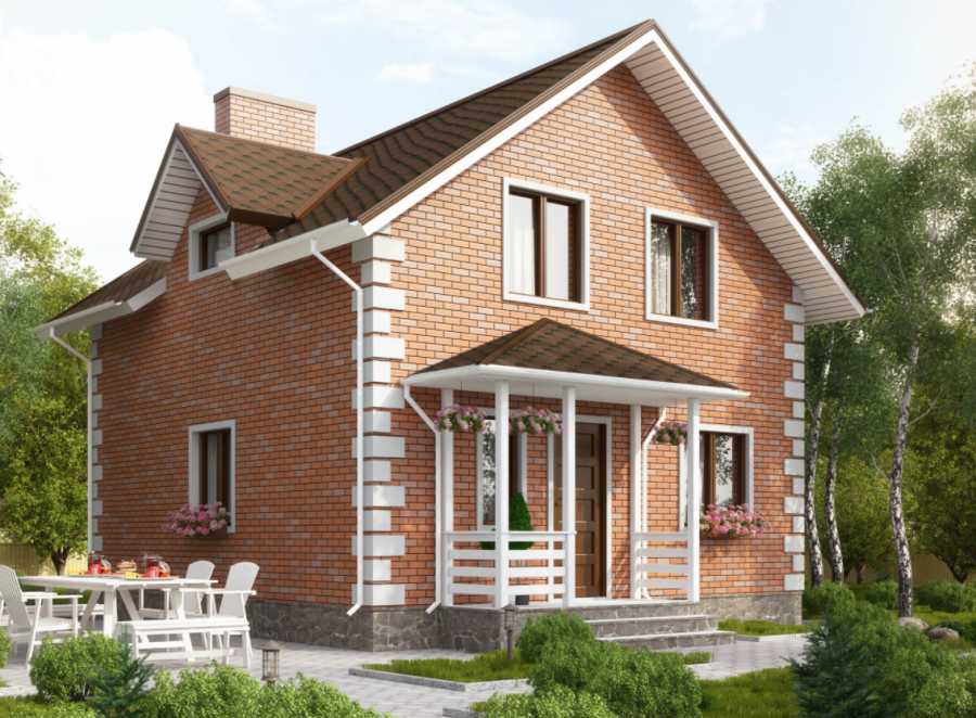 Двухэтажный кирпичный дом